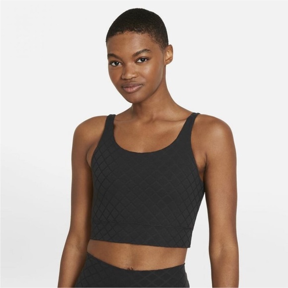 Nike Black Yoga Luxe Women's Cropped Jacquard Tank Bra Medium - Picture 3 of 10